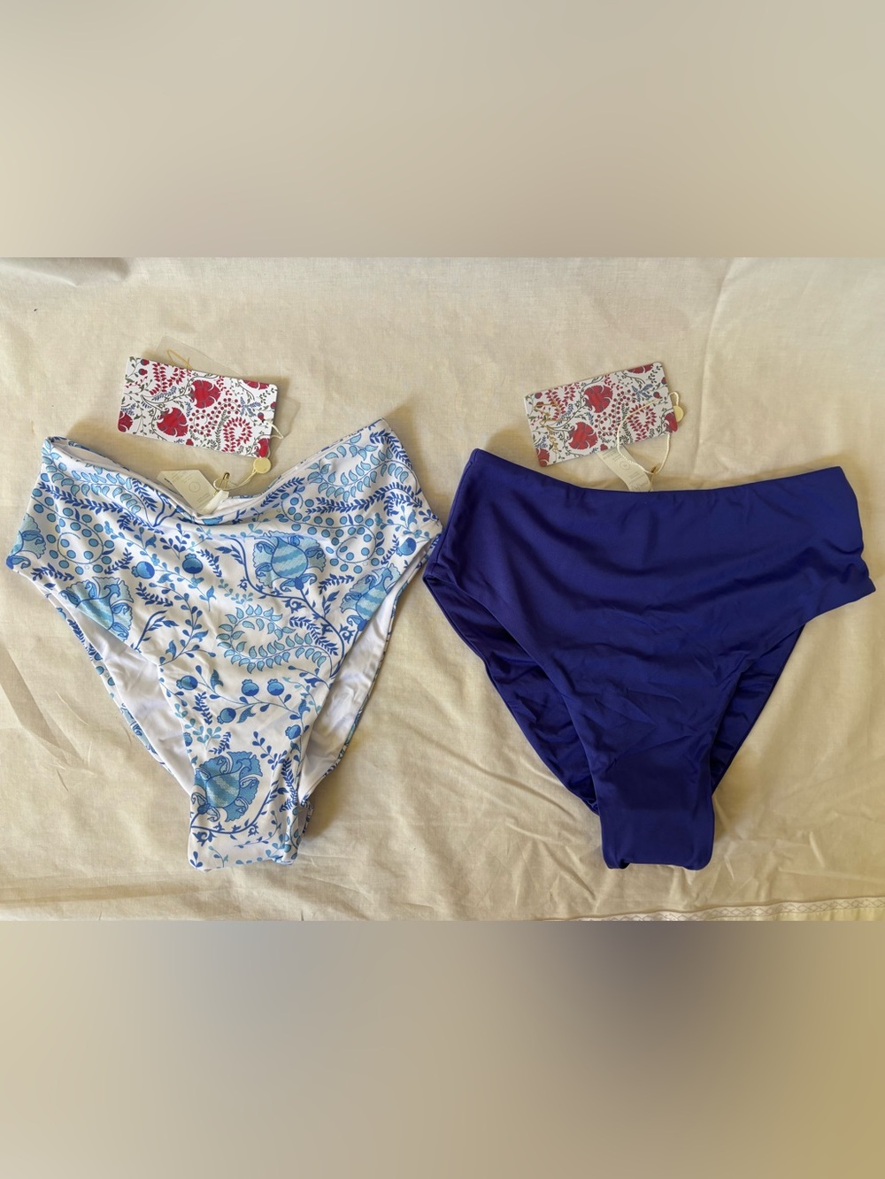 New Toluca High Cut Ruched Bikini Bottoms M ~ Two Pair ~ NWT